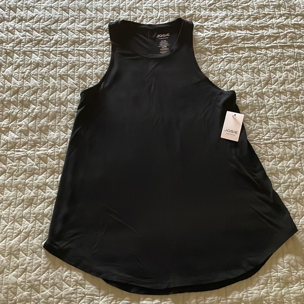 NWT Josie Natori tank top layering tank size small long tank top black